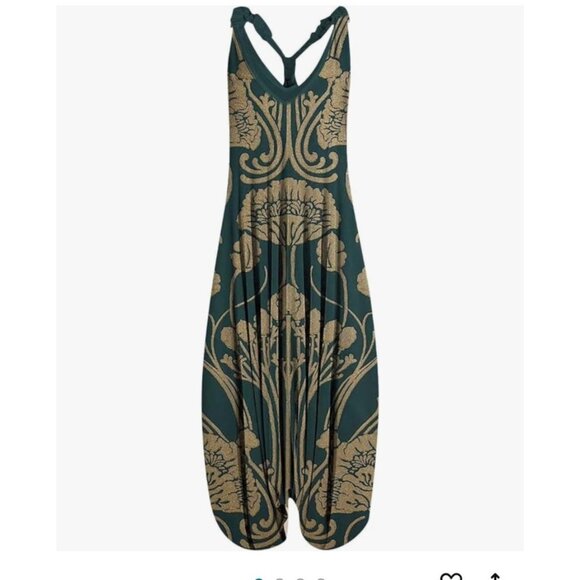 Summer Midi Blue White Tan Lantern Legs Parachute Oversized Baggy Boho - Picture 1 of 12